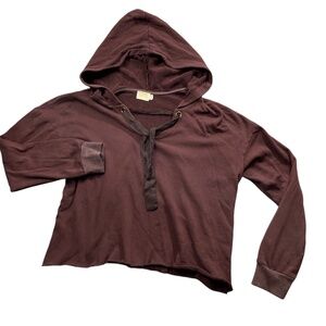 Nation‎ Large Brown Hoodie Vintage Long Sleeve